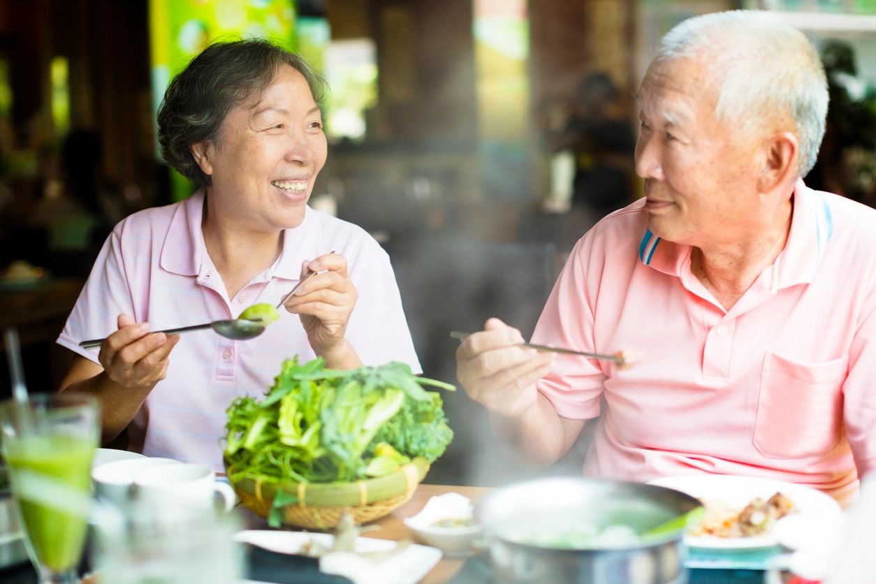 older couple eating healthy
